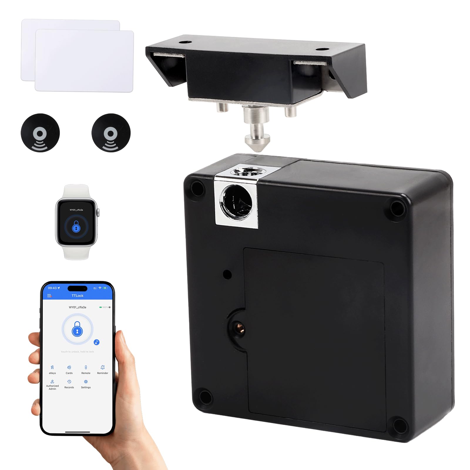 Cerradura Inteligente,Cerradura Electrónica Oculta para Gabinete,Cerradura NFC, Cerraduras sin Agujeros para Armarios, Cajones, taquillas y Armarios de puertas Dobles,Cerradura de Muebles