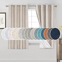 Vista 31 de PrinceDeco Cortinas de lino 100% opacas para dormitorio/sala de estar, reducen el ruido, cortinas de ventana con bloqueo de luz, cortinas