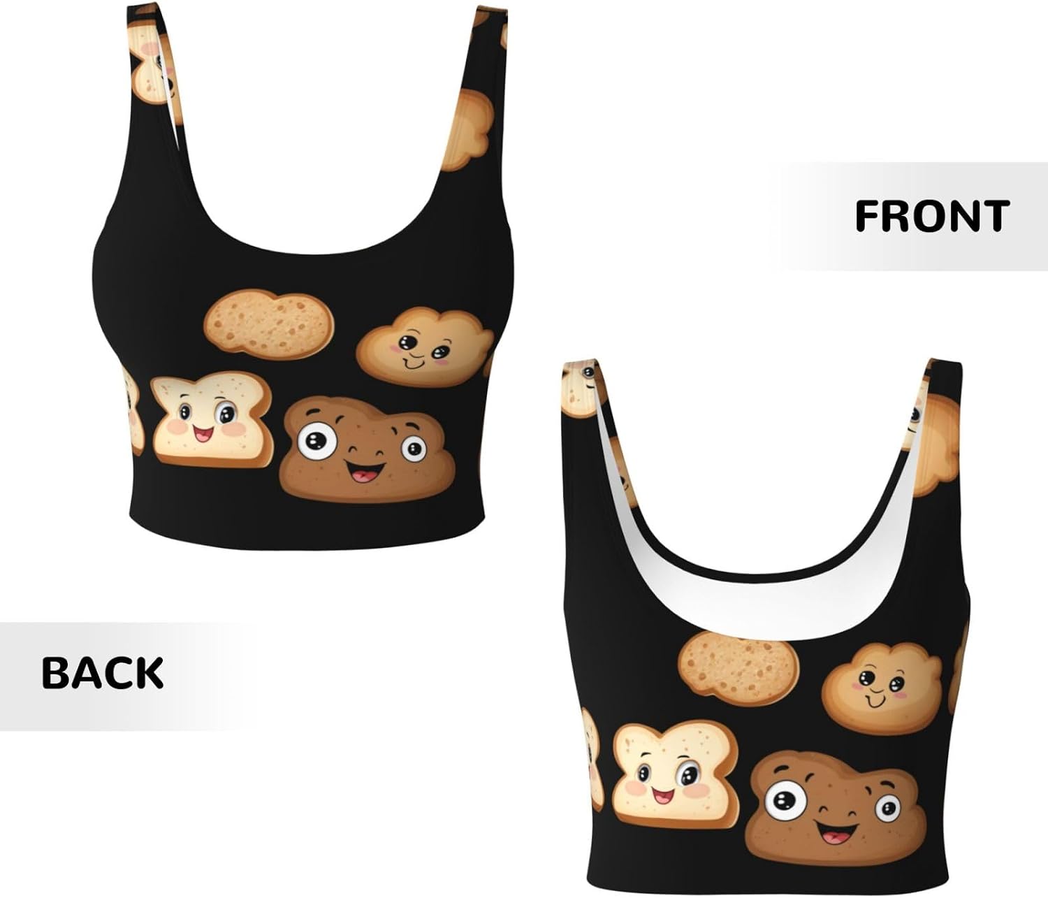 Women's Sports Vest Cute Bread Slices Printing Soft, Comfortable, Lightweight, and Breathable