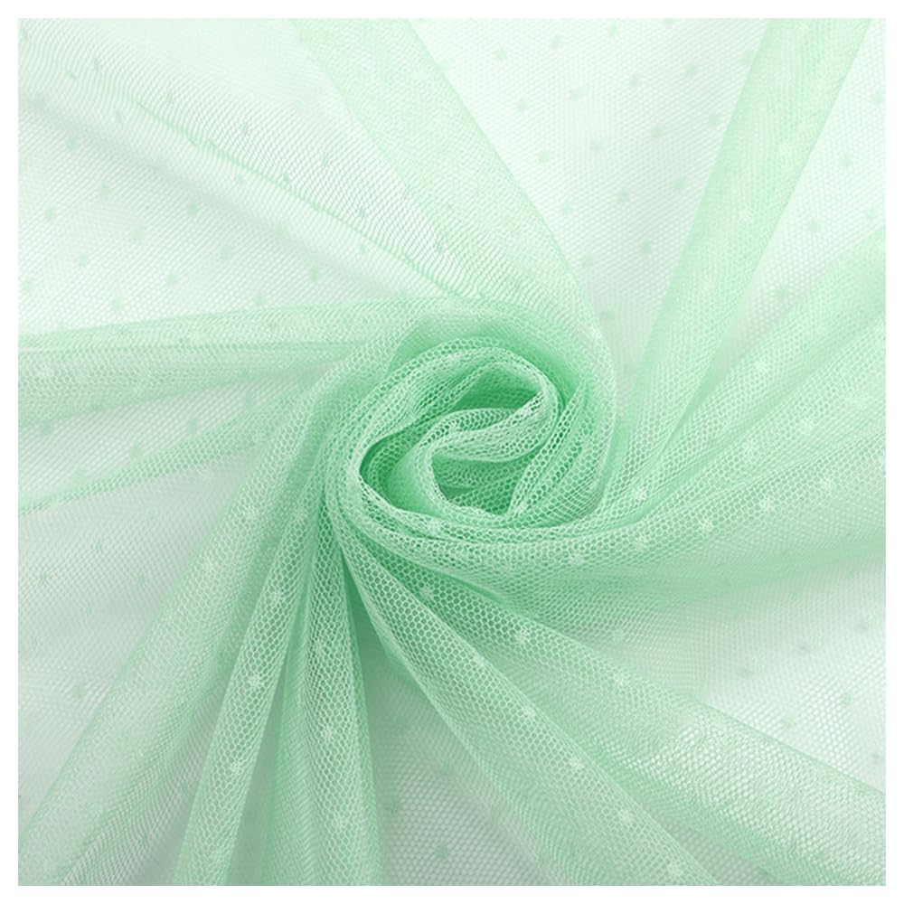 150cmx1m Mint Green Dot Tulle Fabric Polyester Soft Mesh Fabric for Clothing, Party Decoration