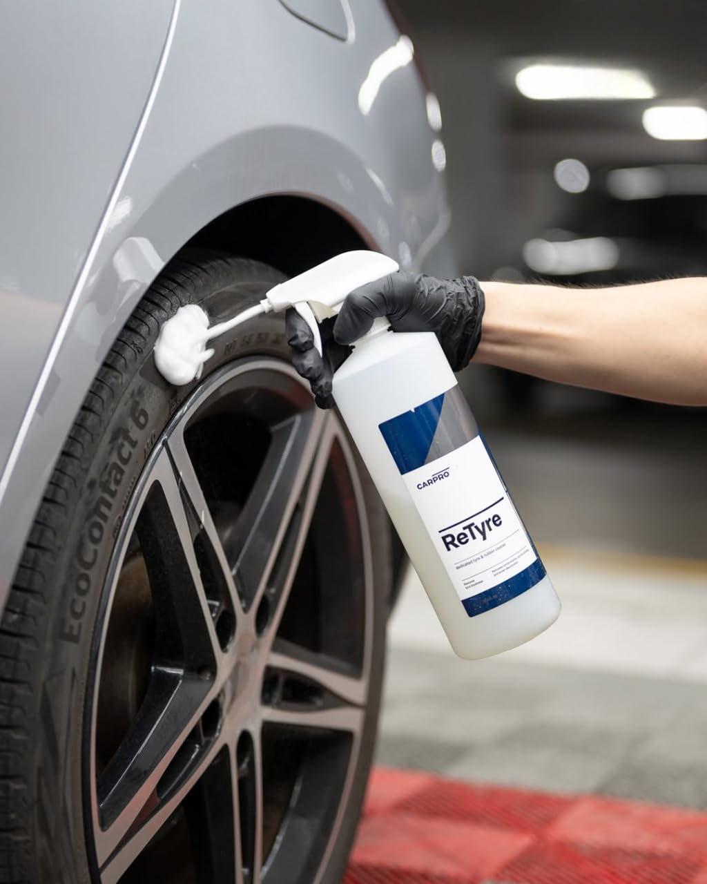 CARPRO ReTyre Car Tire & Rubber Cleaner: All in One Tire & Wheel Cleaner, Car Wash Wheel Cleaning Spray for Car Detailing - Clean New Tire Look - 1 Liter (34 fl oz)