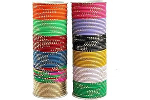 Neon Dotted Ratna Bangle Box Set - 144 Pieces of Vibrant Multicolor Bracelets