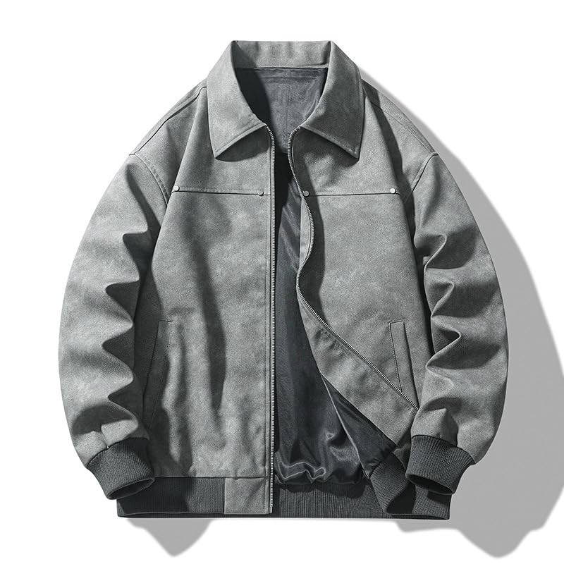 Men's Spring Lapel Leather Jacket,Korean Style Street Retro Coat3