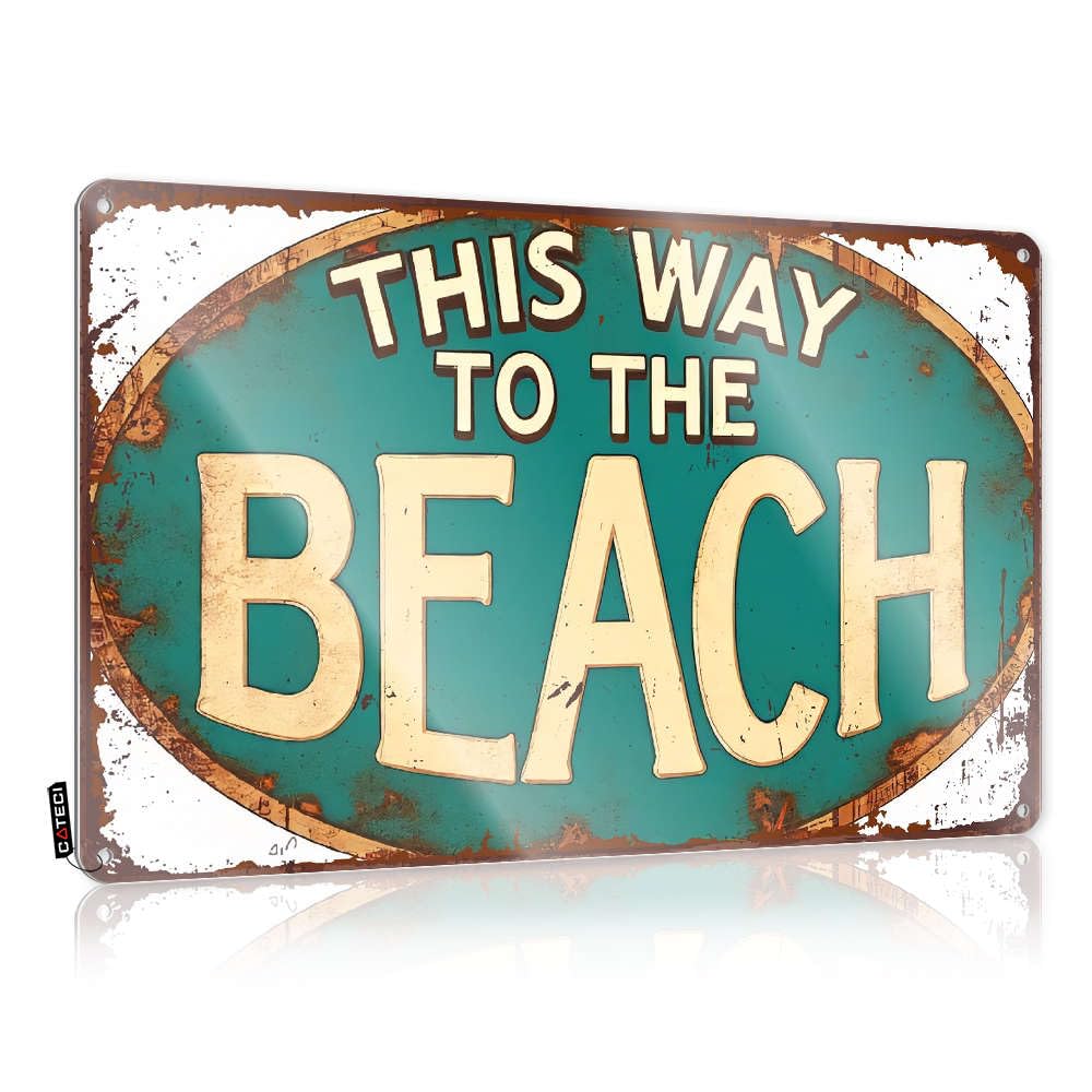 Fzfn Men's Colour Scandinavian Poster, Teen Stuff Waterproof This Way To The Beach. | Farmhouse Backyard Decor(30X40cm)