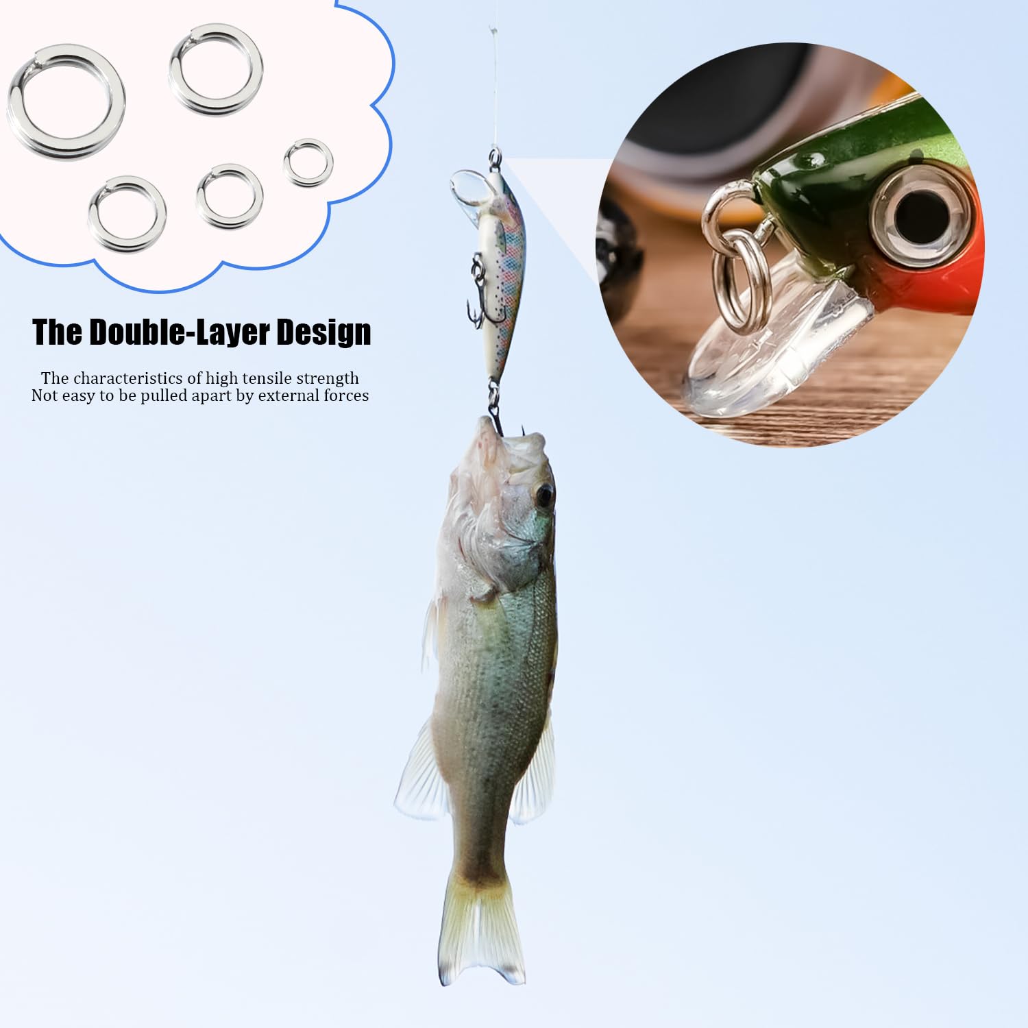 200 Pezzi Fishing Split Rings, Connettore ad Anello Solido per Esche, Connettori Fishing Tackle per Esche da Pesca, con Pinze per La Pesca