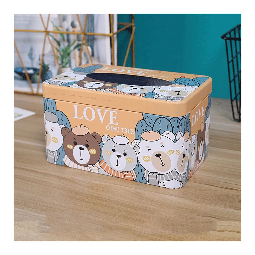 WQXD Stainless Steel Painted Tissue Box, Rectangular, Creative Spray Paint, Household Toilet, Kitchen Storage Napkin Holder Dispenser Home (Picture : Bear, Size : 4.03.76.5in)