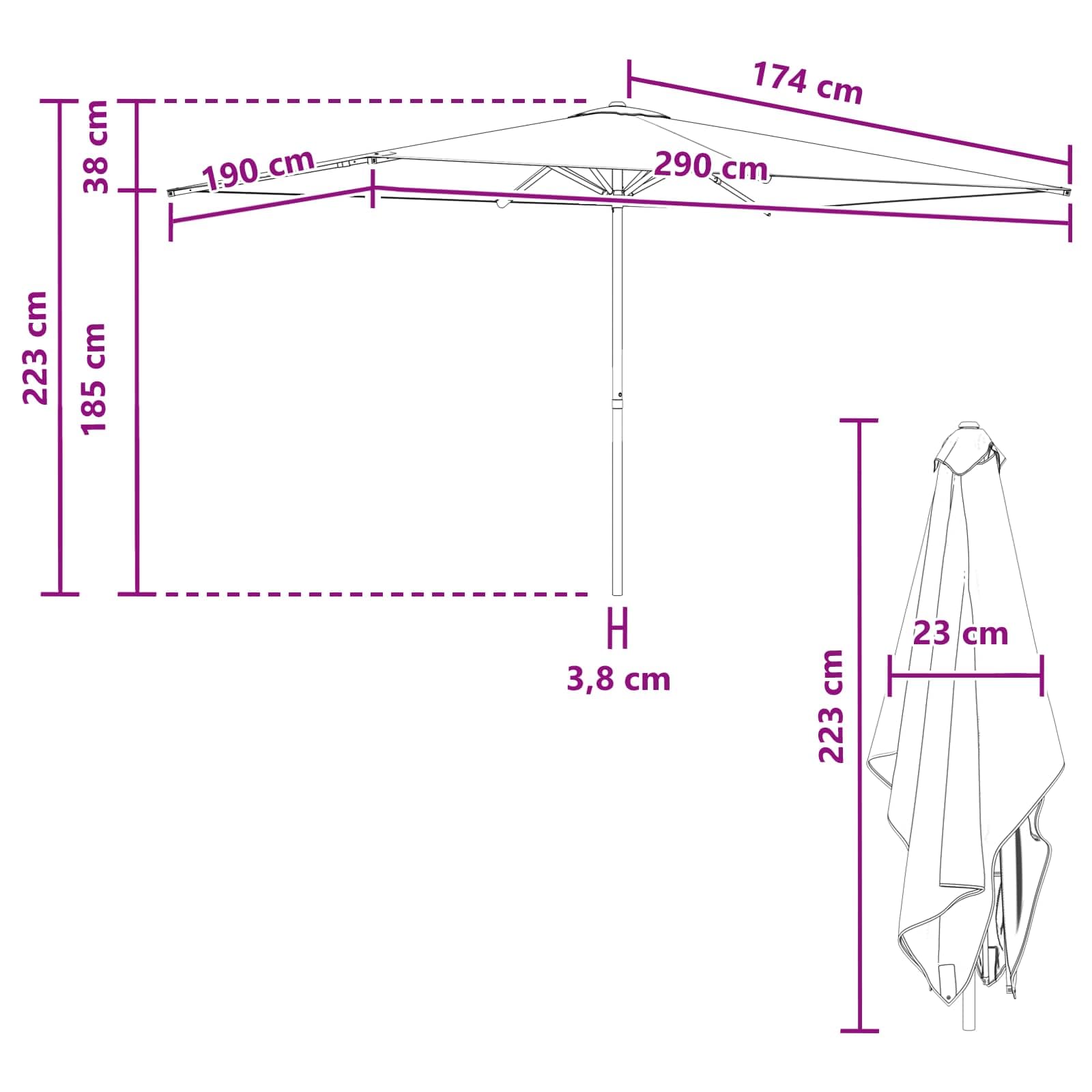 Parasol ogrodowy 200 x 300 cm poliester