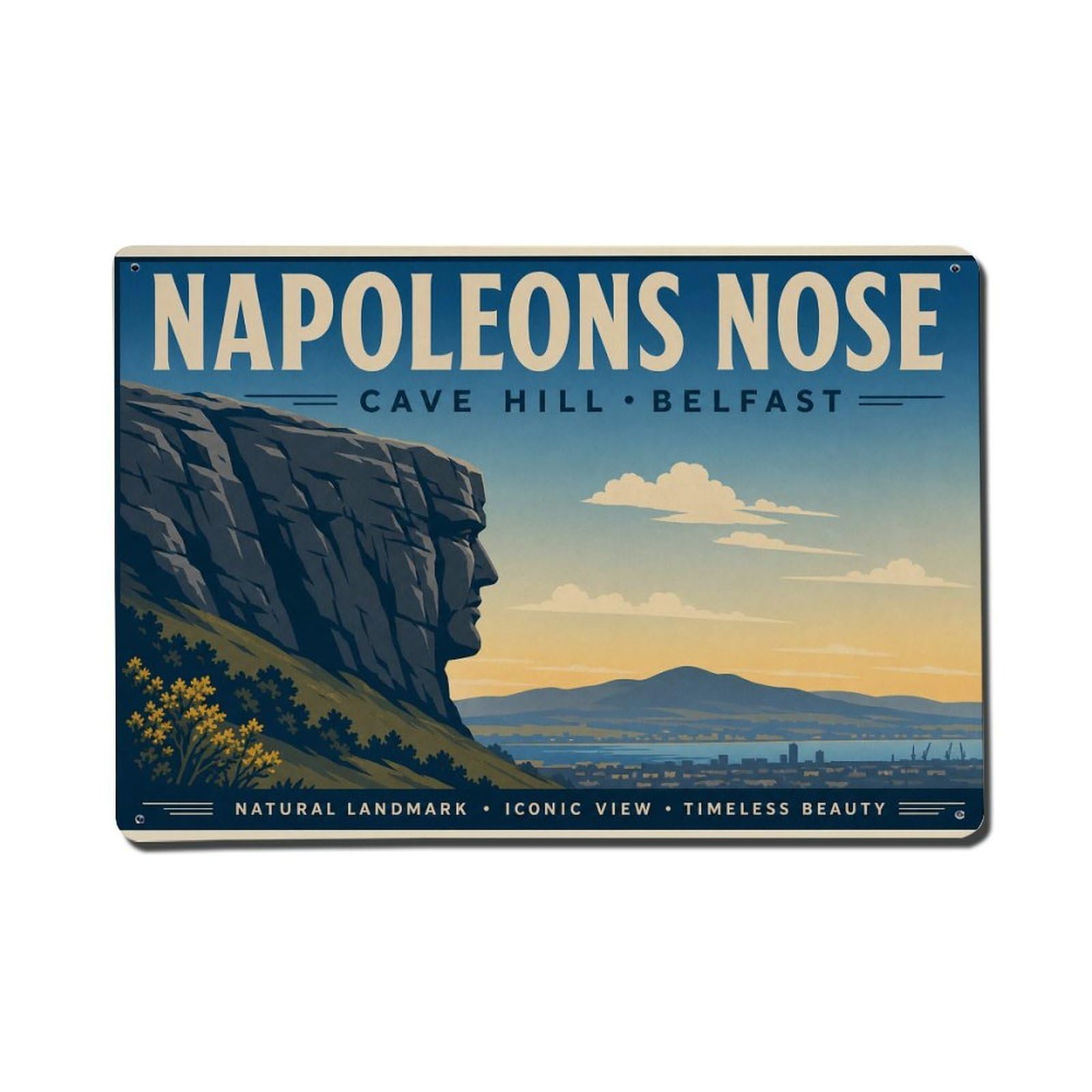 Fyrn Style Metal Tin Sign Vintage Travel Cave Hill Belfast Napoleons