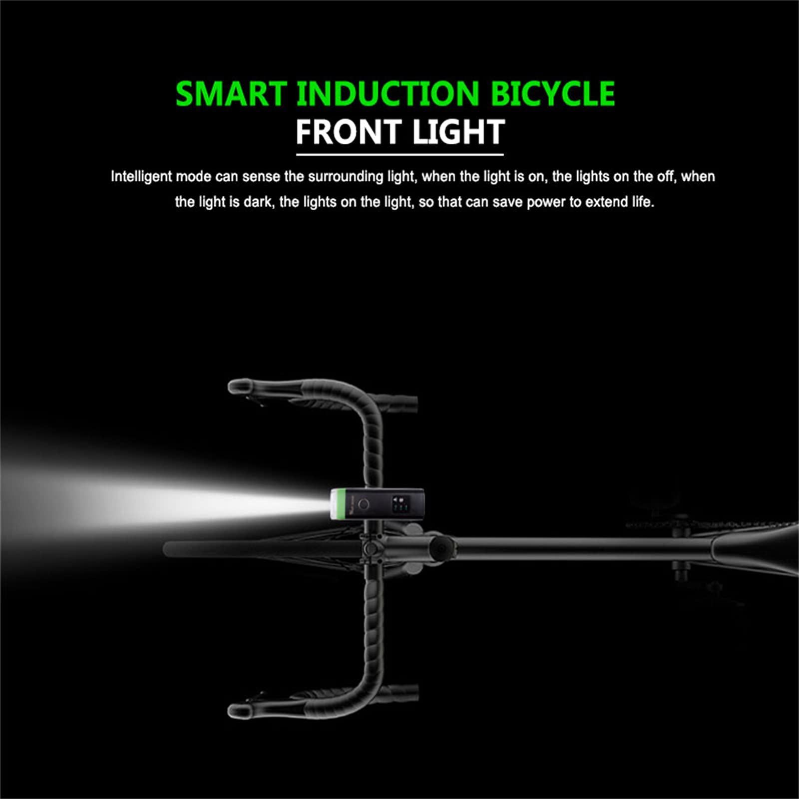 Lampe de Vélo avec Klaxon LED Lampe de Poche Avant Capteur Rechargeable USB Lampe de Vélo Automatique VTT Vélo de Route Phare de Vélo