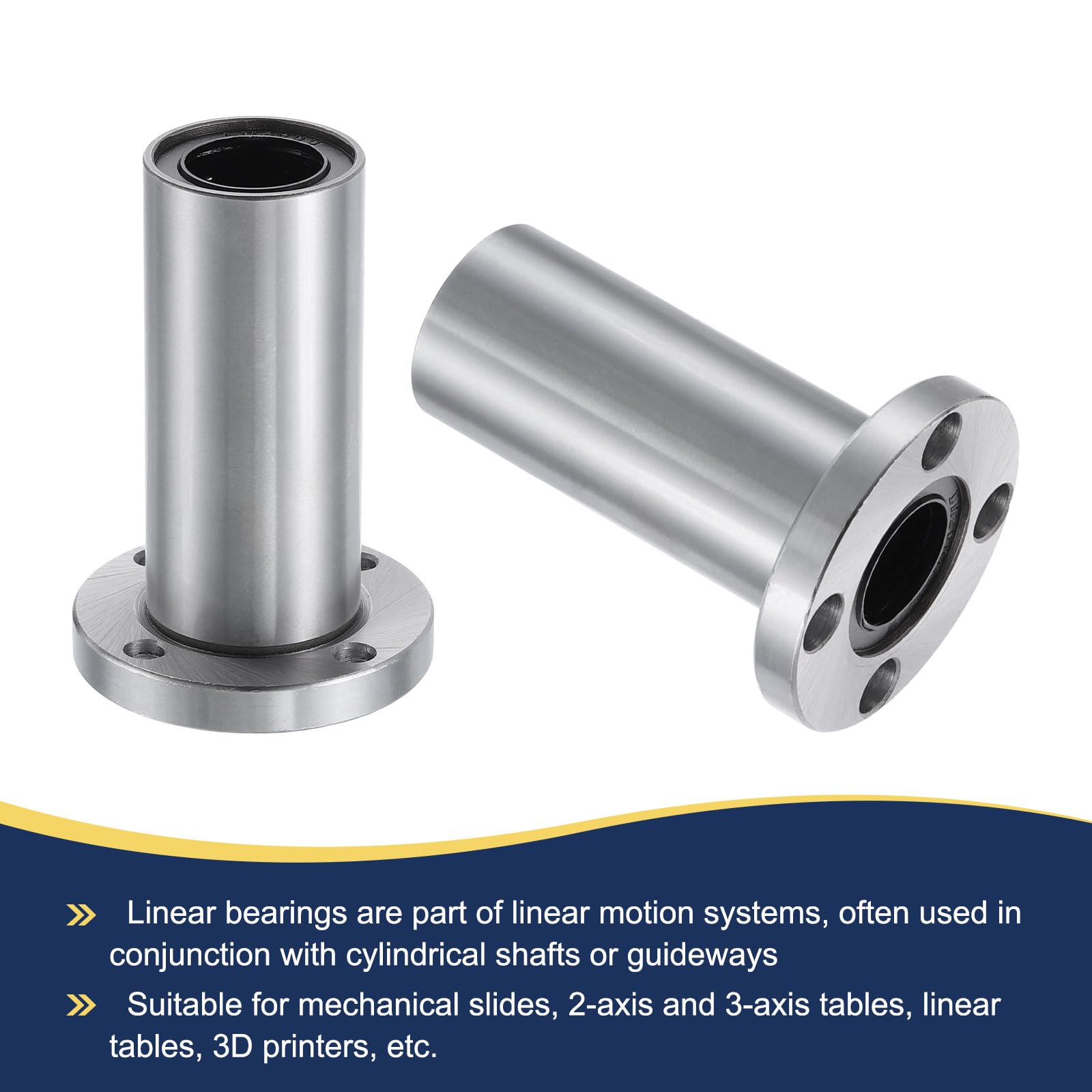 QUARKZMAN LMF20LUU Cuscinetti Lineari A Sfere Diametro Interno 20mm Diametro Esterno 32mm Lunghezza 79mm Flangia Rotonda Nichelata con Viti per Macchine CNC Stampanti 3D 2pz