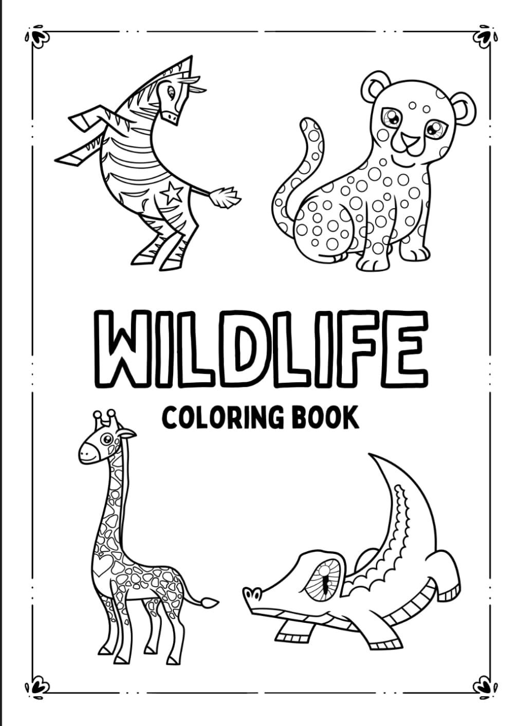 Wildlife Coloring Book for Kids: Fun and Educational Animal Coloring Pages with Lions, Elephants, Giraffes, Pandas & More | Ages 3–8