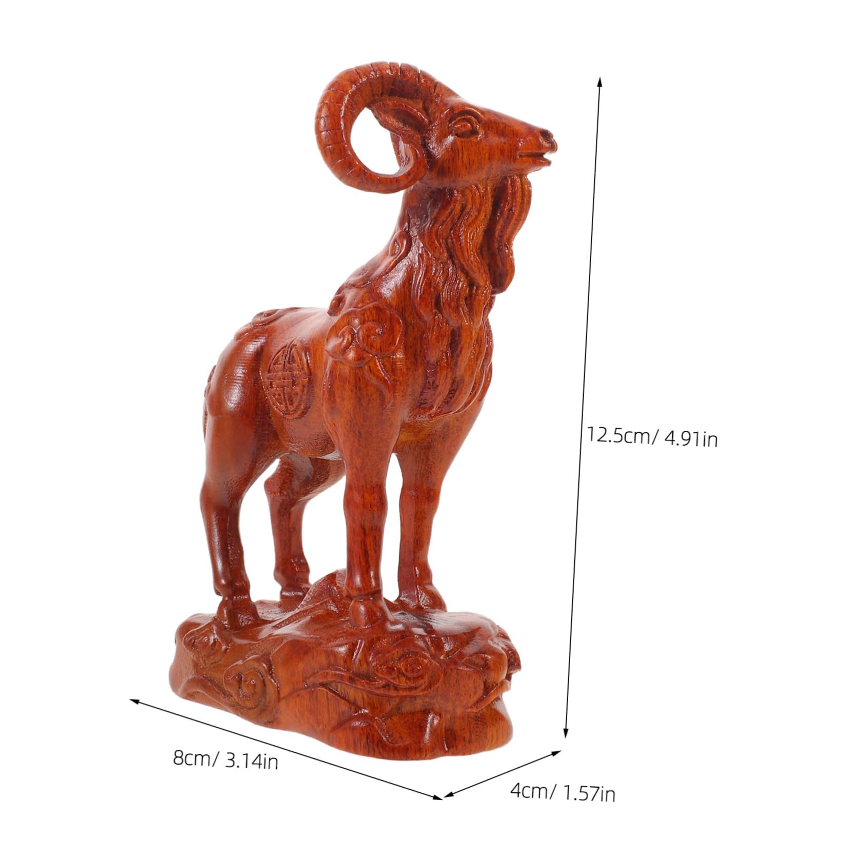 VICASKY 5 Piezas Figura de Cabra del Zodiaco Chino en Madera Tallada para