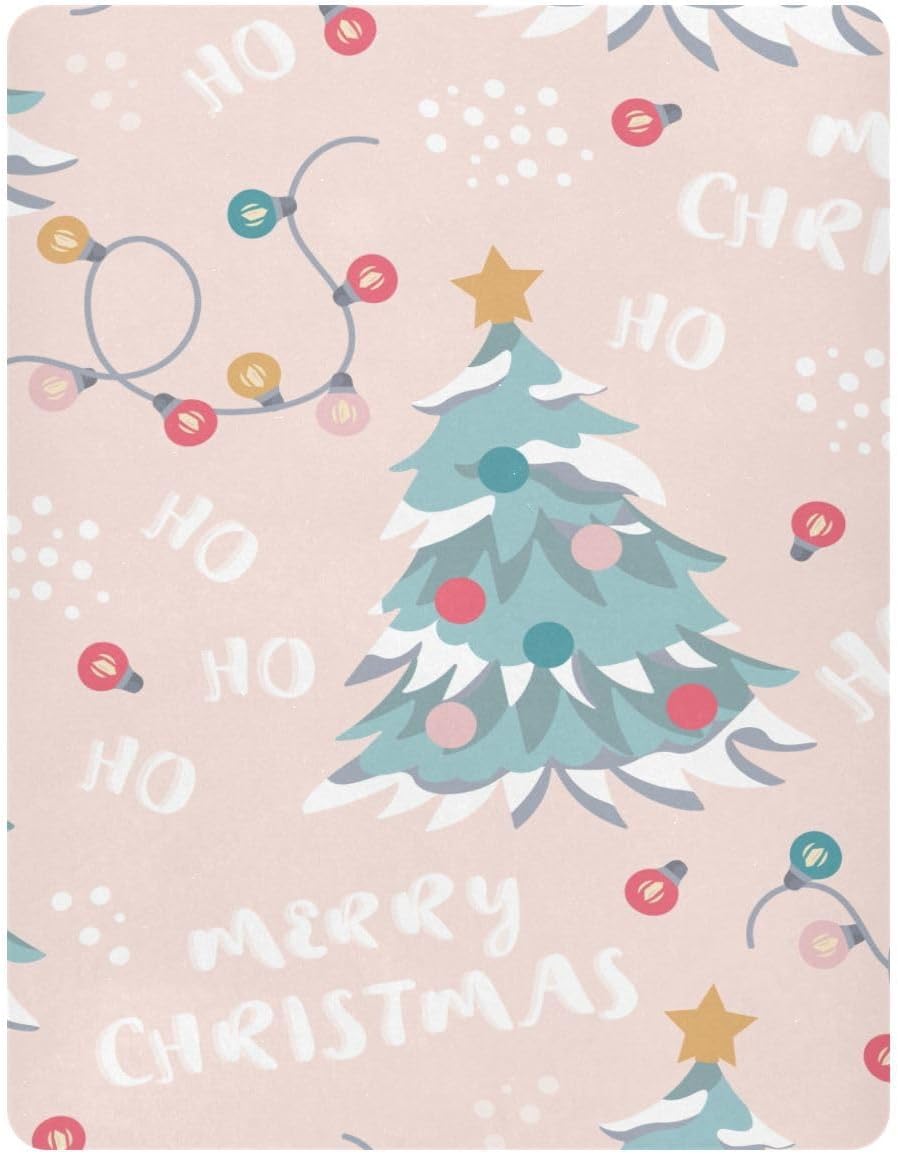 CEBUGI Stretchy Crib Sheet for Baby Boy Girl,Merry Christmas Portable Mini Fitted Pack N Play Playard Sheet for Neutral,Ultra Soft Material,Full Standard Toddler Mattresses,S