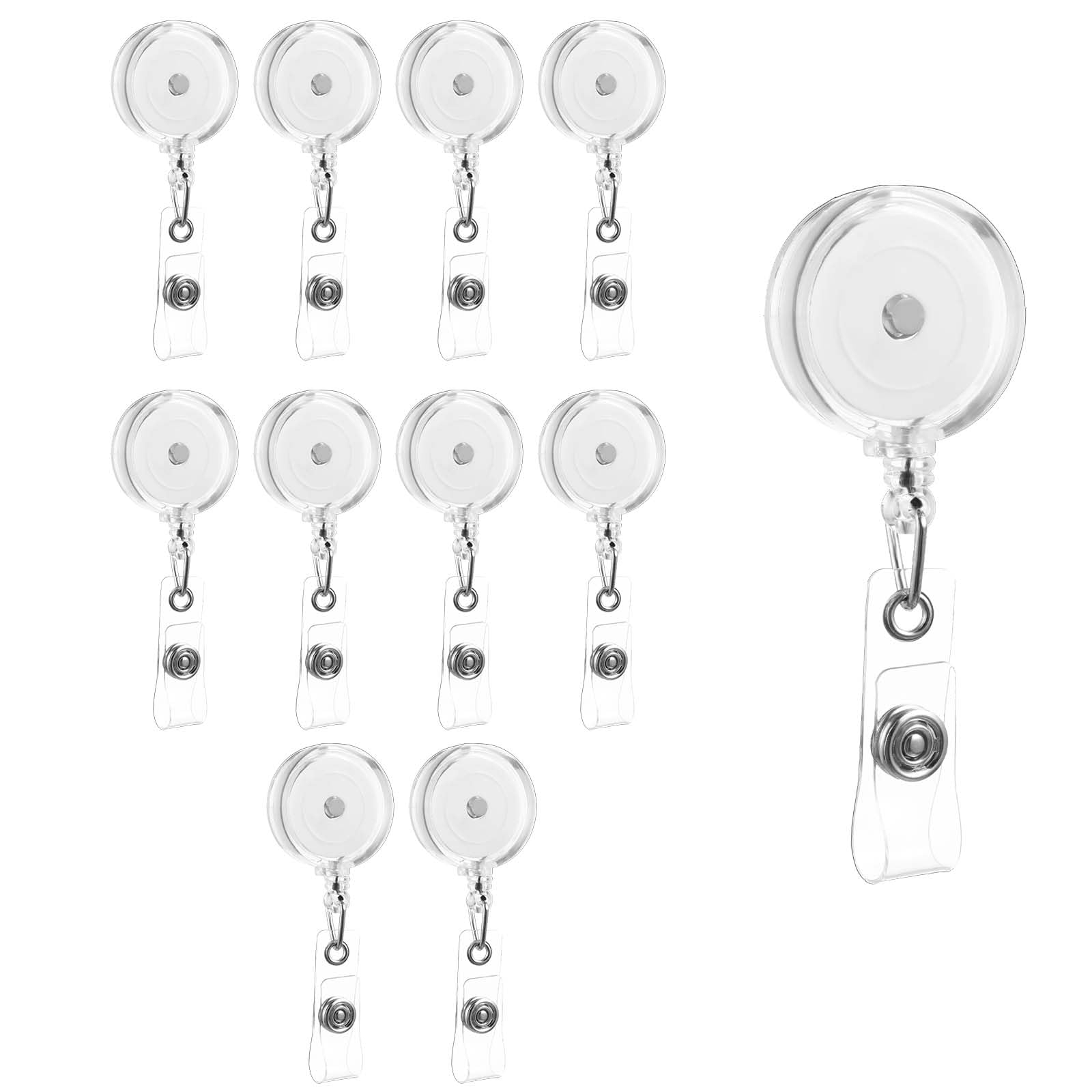 12Pcs Badge Clip Retractable Badge Reels Blank Badge Reels with Swivel Alligator Clip Retractable Badge Holder Reel Clips for Students Teachers Office
