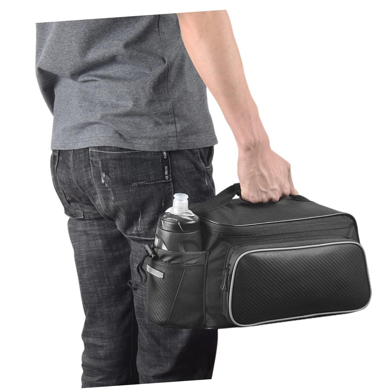 Happyyami Borsa Per Bici Sacchetto Posteriore Per Attività All Aperto Capacità Elevata Materiale Resistente e Strisce Riflettenti Nero