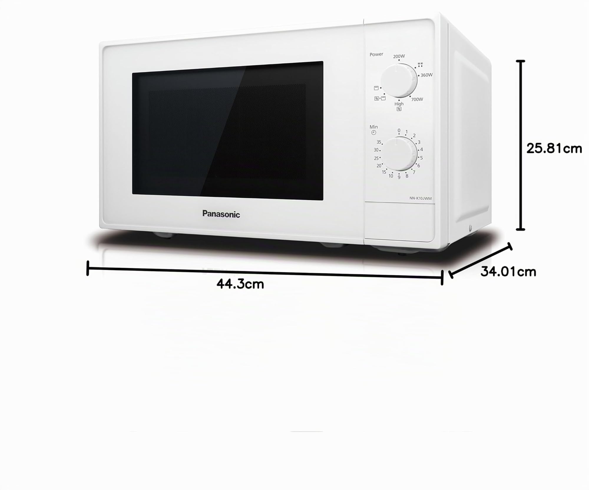 Panasonic NN-K10JWMEPG Horno Microondas Combinado con Parrilla y Plato Giratorio de Vidrio, 20L, 800W, Ajuste De Descongelación, 5 Niveles De Potencia, Temporizador, Blanco