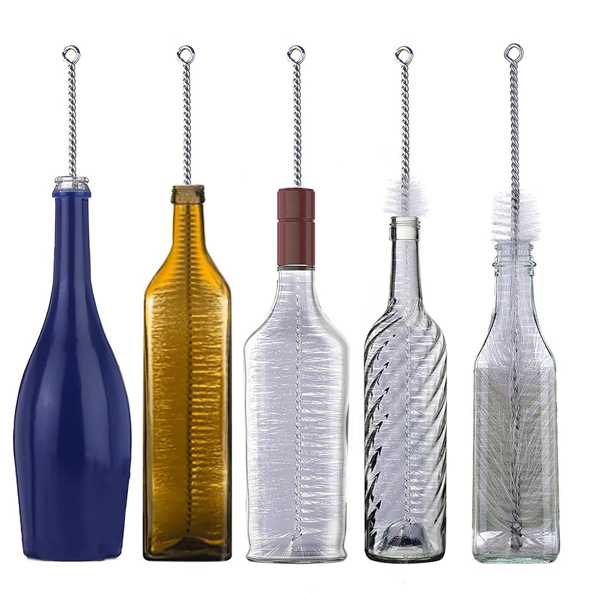 Cepillo para botellas, cepillo de limpieza, ideal para limpiar botellas de vidrio de boca estrecha, botellas de vino, botellas de cerveza, botellas de soda, botellas de aerosol, botellas de kombucha