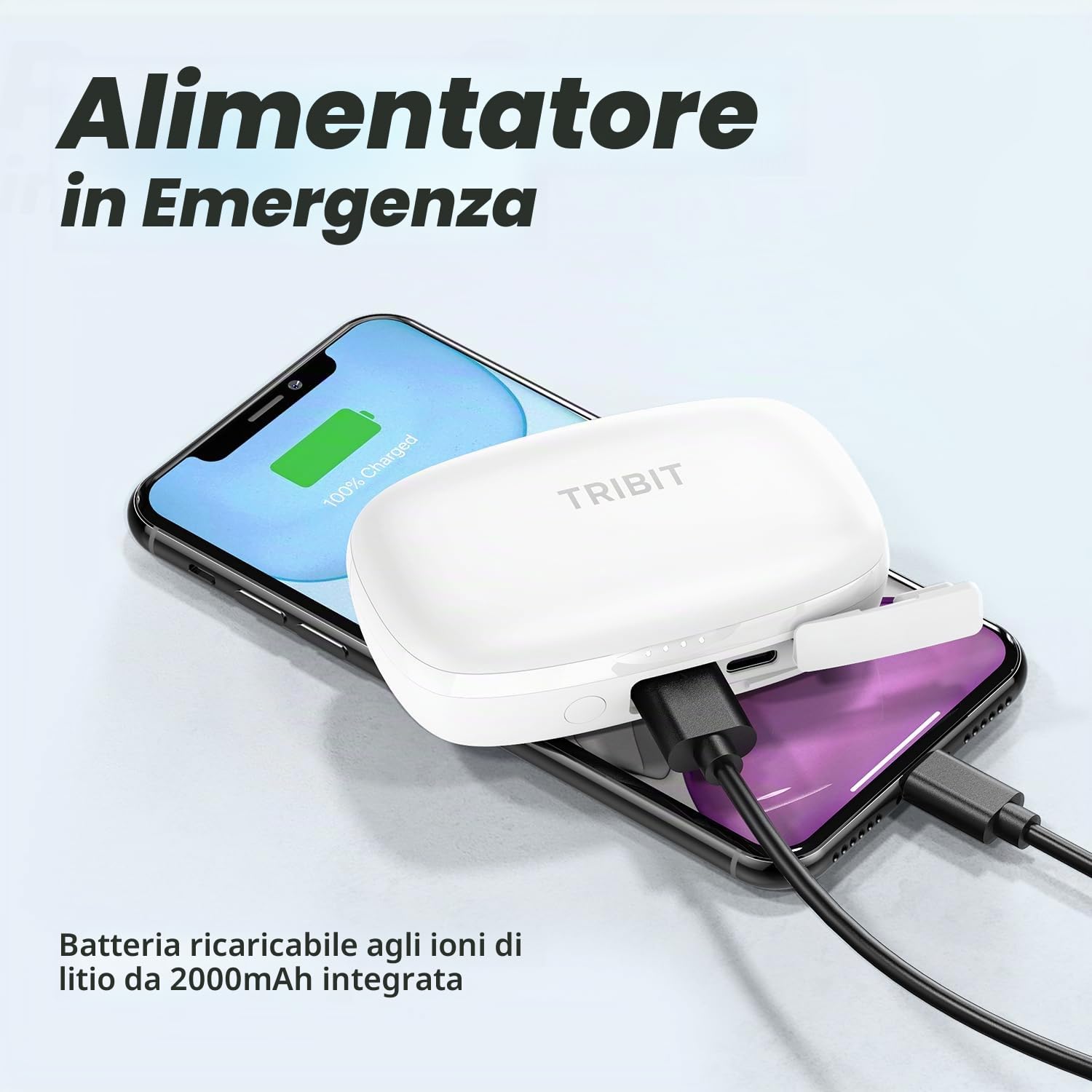 Tribit FlyBuds 3 Cuffie Bluetooth in-ear, 110 ore, auricolari wireless | Bassi profondi, BT 5.3, comandi touch, 4 microfoni ENC, IPX8 impermeabile, EQ personalizzato, lavoro, studio, sport, bianco