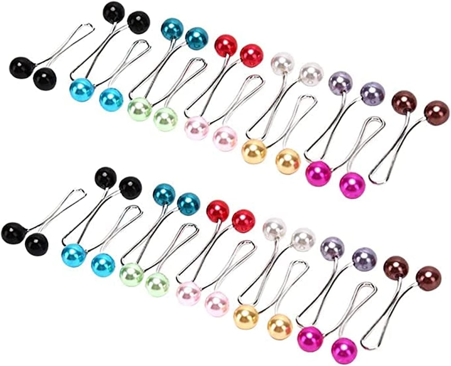 lozafot12 Pack Muslim Hijab Clip Pins Simulated Pearl Stainless Steel U-Clip Colorful Faux Pearls Women's Scarf Shawl Brooch Clip Turban Buckle Hijab Shawl Scarf Jewelry Accessories