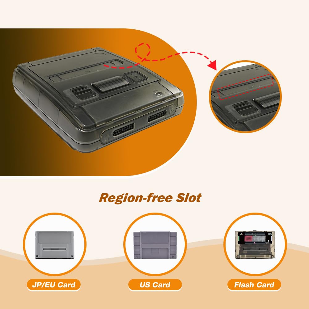 Carcasa de repuesto para consola SFC, funda semitransparente para Super Famicom, carcasa para host SFC compatible con cartuchos NTSC/PAL (blanco/negro/morado) (morado transparente)