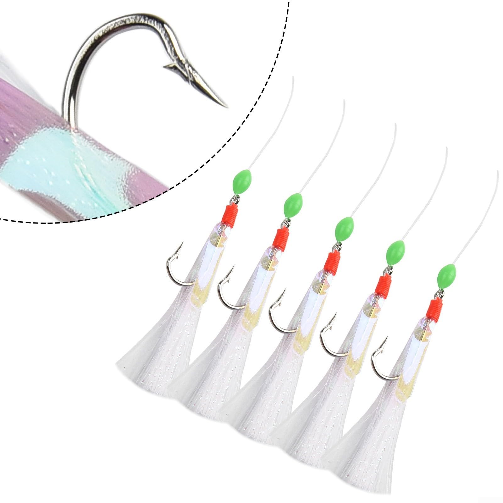 Señuelos de pesca, señuelo de plumas, cebo de arenque, anzuelos de pesca para caballa, bacalao, arenque, aparejos de plumas de caballa