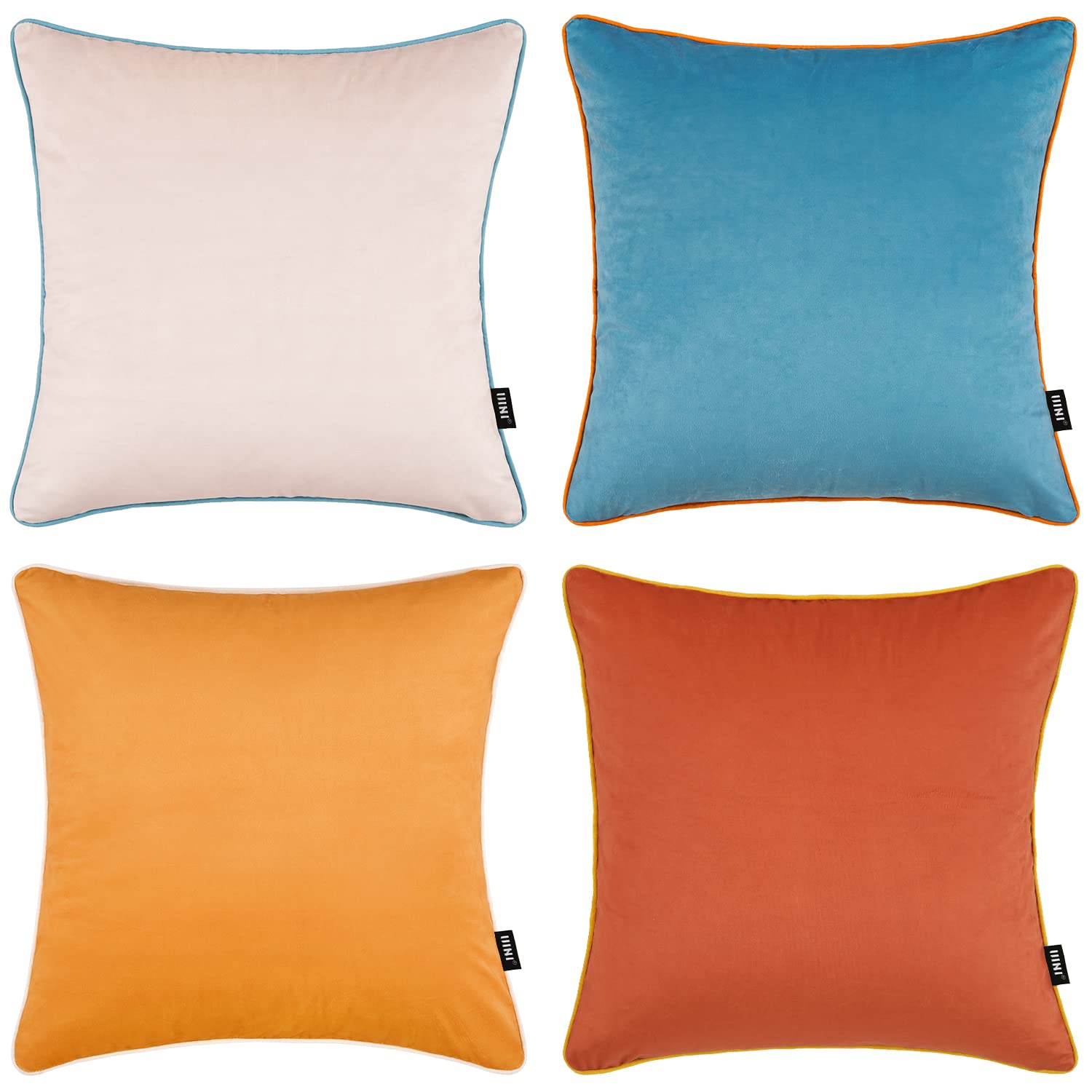 UINI Set of 4 Modern Decorative Pillow Covers, Soft Velvet Double