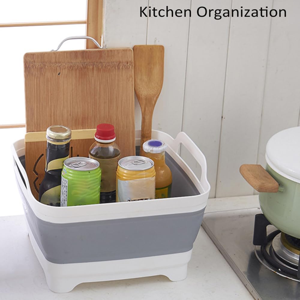 Bassine à vaisselle pliable avec poignées et bouchon de vidange, lavabo portable pour évier de cuisine, camping-car, camping