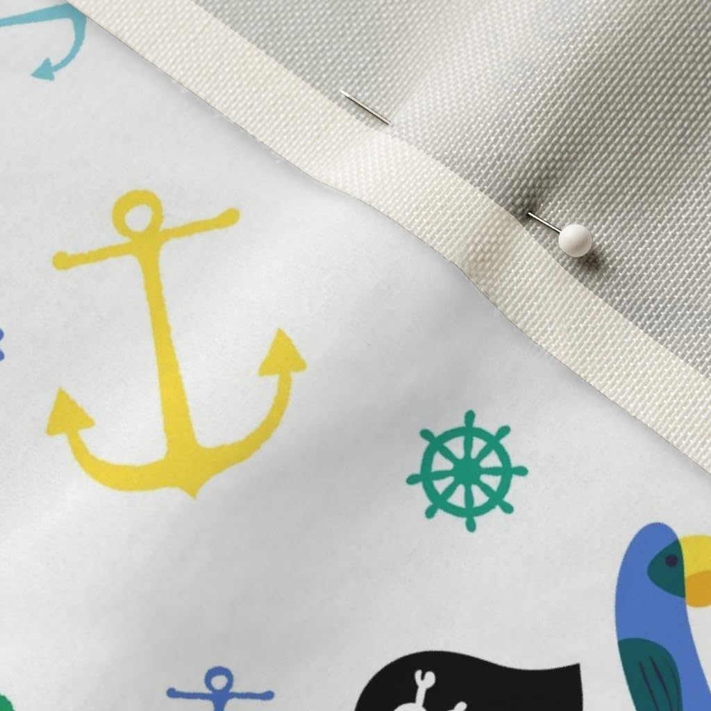 Spoonflower Fabric - Pirate Festival Mermaid Girl Print Beach Sea Girly Aqua Printed on Upholstery Velvet Fabric Fat Quarter - Upholstery Home Decor Bottomweight Apparel