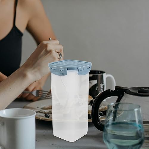 Miniatura 4 de Kichvoe Recipiente de pan de plástico para sándwich con tapa hermética, dispensador de almacenamiento de pan alto para encimera de cocina, color azul