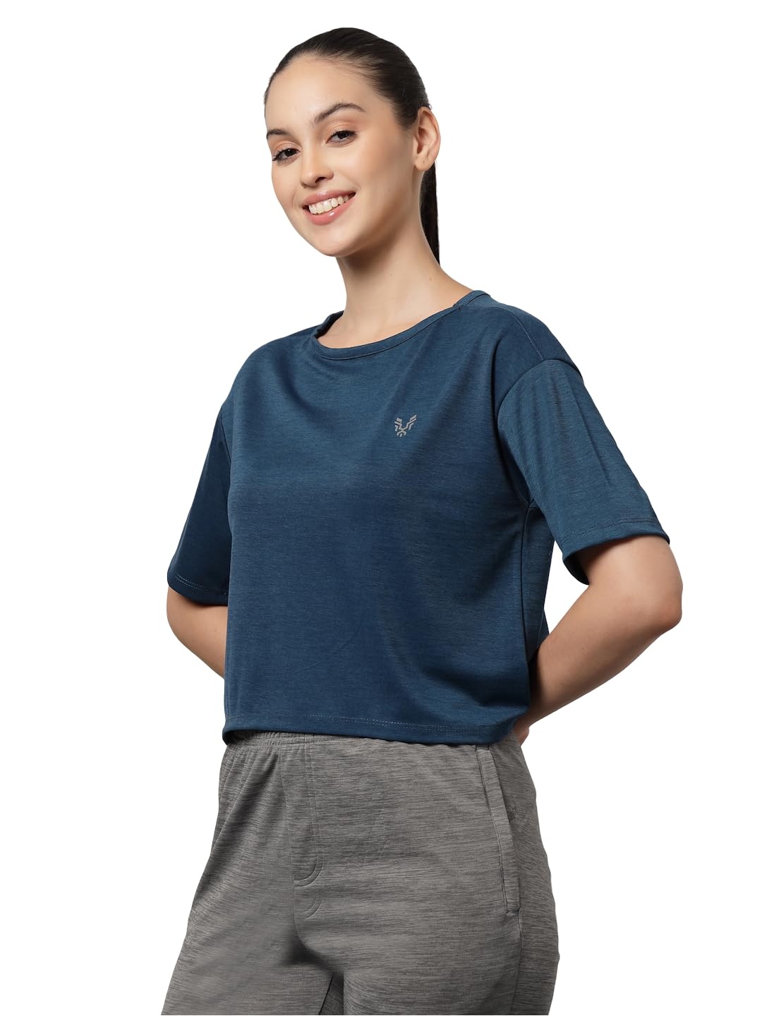UZARUS Women's Cropped Regular Fit Gym T-Shirt | Soft Breathable & Quick-Dry Fabric Activewear Top for Workout, Yoga, Running, Exercise Casual Lightweight Fitness Tee for Everyday Comfort-picture-24