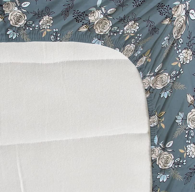 Image of Blue Strip 220TC Glace Cotton Elastic Fitted Floral Bedsheets Single Bed with 1 Pillow Cover | Single Bed with All Around Elastic, Size 42 X 75 Inches (Gulab Grey), Small Single