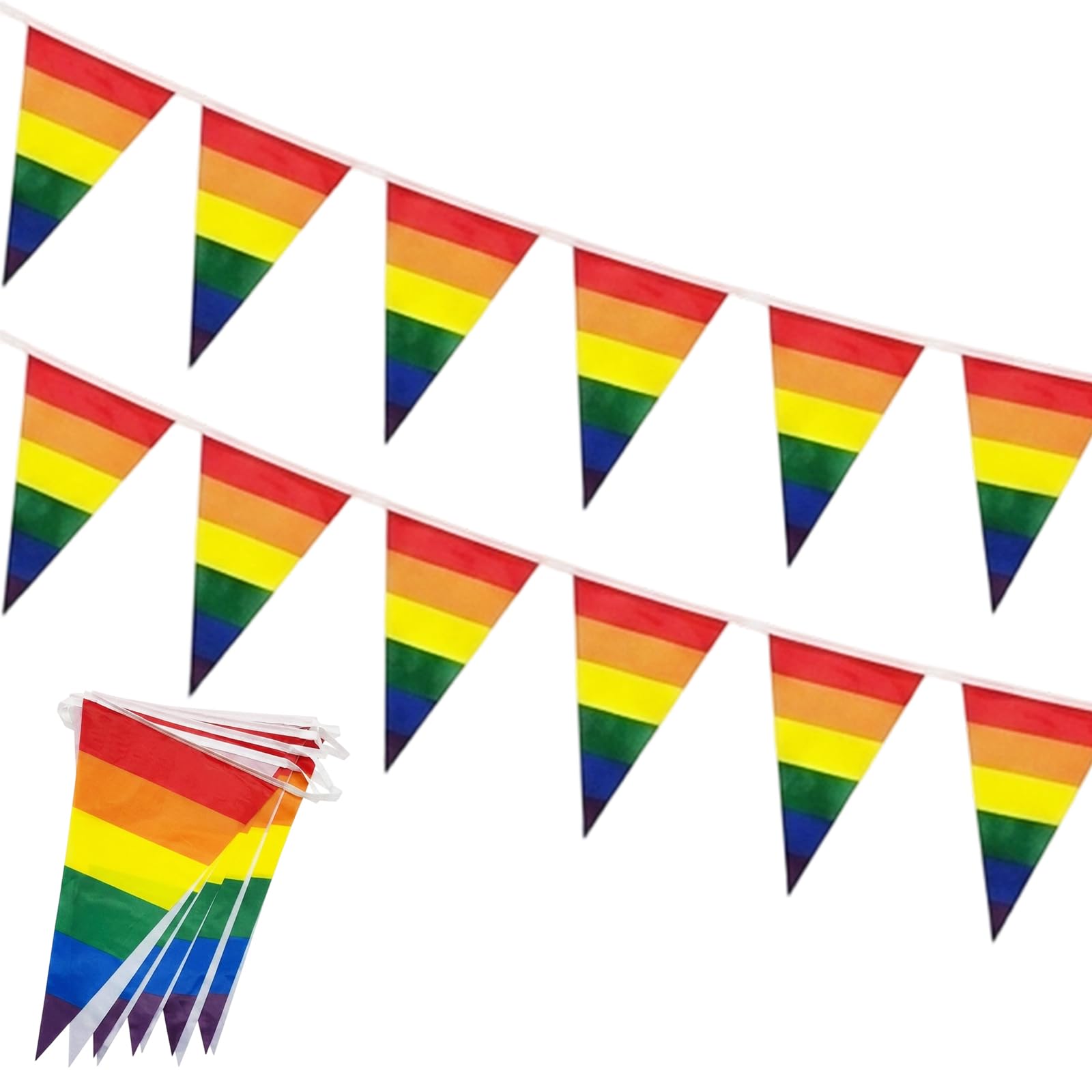 2 Pride Bunting, Rainbow Bunting with 10 Metre, Pride Decorations for Pride Events, Colourful Bunting for Festive Occasions, Pride Flags