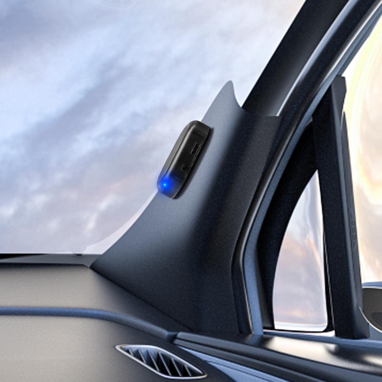 Luce Anti-Furto Auto Solare LED Lampeggiante con Sensore di Luce, Senza Batterie, Blu