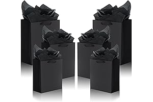 QIELSER Black Gift Bags with Tissue Paper