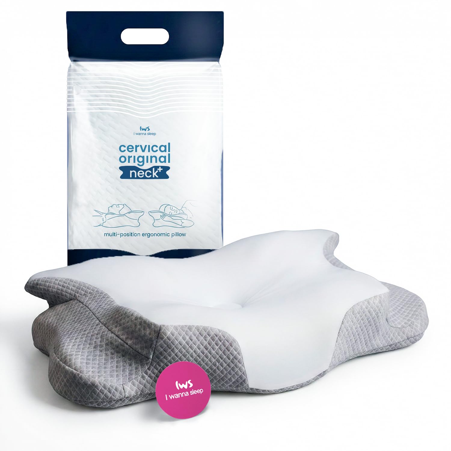 IWS I WANNA SLEEP Cervical Original Neck Plus Gel Premium Ergonomic Memory Foam Cooling Pillow for Neck Pain