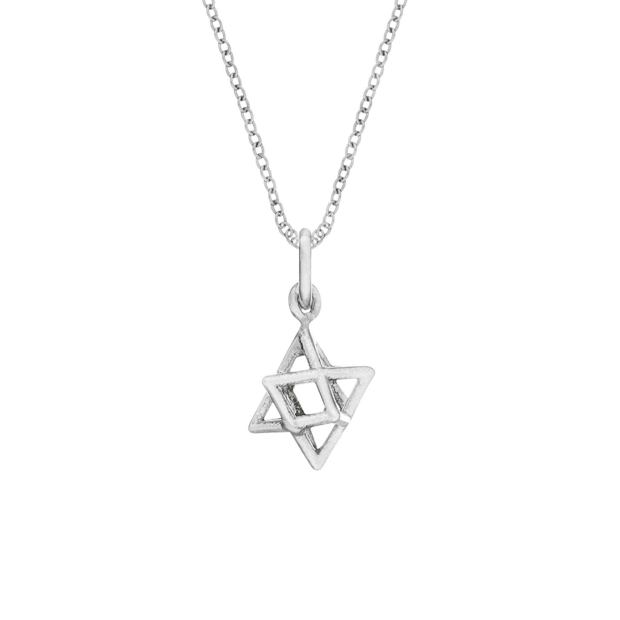 81stgeneration Collier Étoile de David 3d en Argent Sterling pour Homme et Femme | Pendentif Étoile Merkaba en Argent 925, Chaîne Gourmette de 45,7cm | Collier Géométrie Sacrée Spirituelle