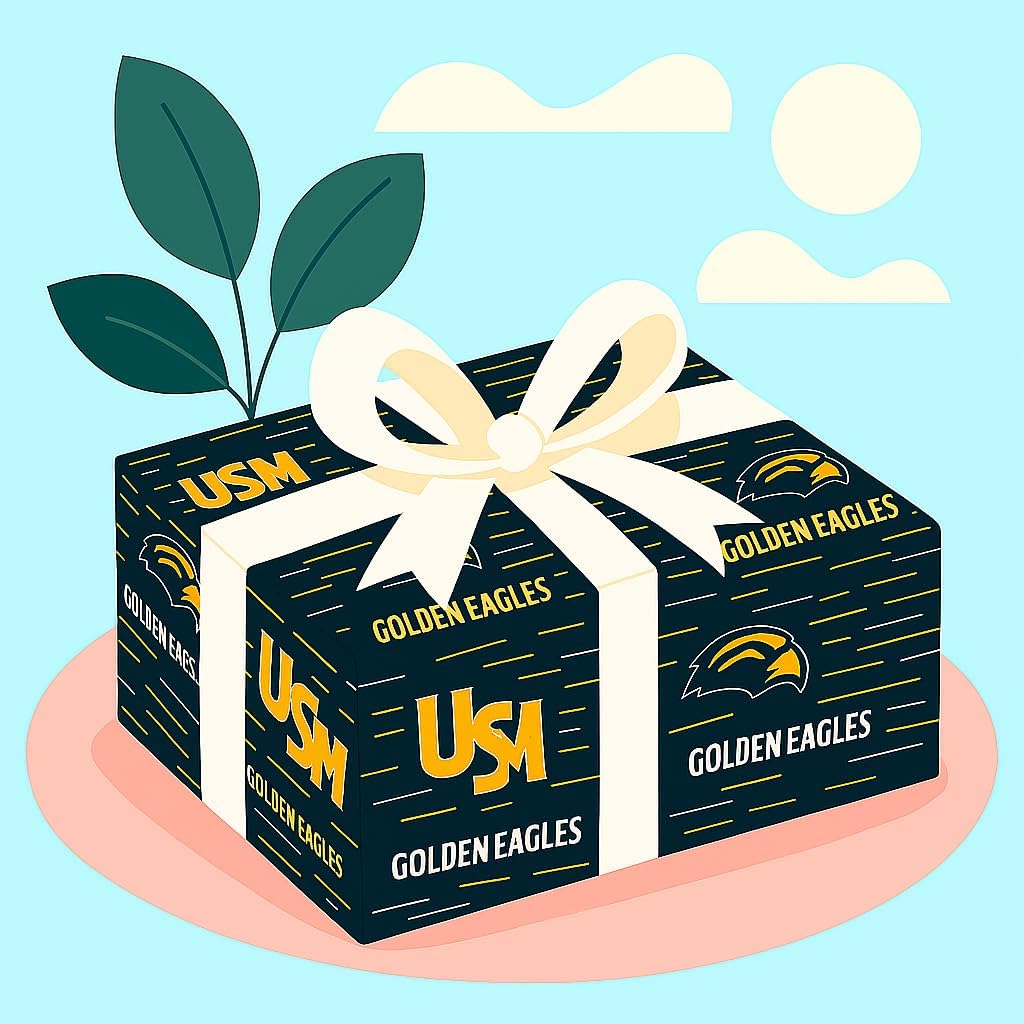 ONDEMAND FAN NCAA Wrapping Paper with Stripes of Spirit design (Southern Miss Golden Eagles,Wrapping Paper 30" x6')