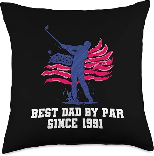 Best dad by par since 1991 Throw Pillow 18x18 Multicolor