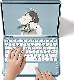 Galaxy Tab S6 Lite 10.4 Keyboard Case-Touchpad Teclado Destacável com S Pen Holder -Slim Couro Stand Folio Cover para Samsung Galaxy Tab S6 Lite 10.4 Polegadas 2020/2022, Azul