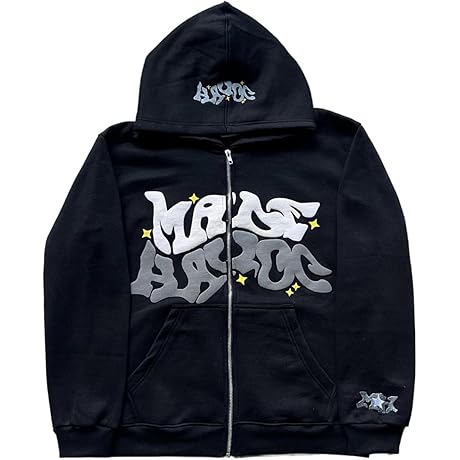 Y2K Hoodie Men Hip Hop Zip Up Hoodie Grunge