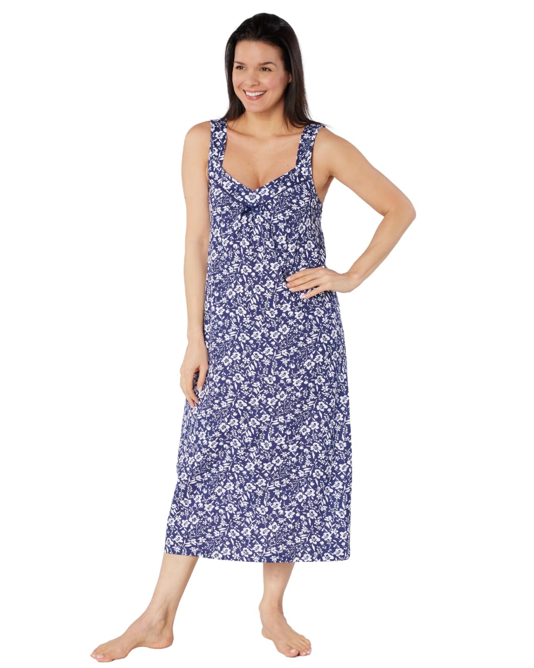 Suzy & Me Ladies 100% Jersey Cotton Strappy Summer Meadow Nightdress (INDIGO, 24-26)