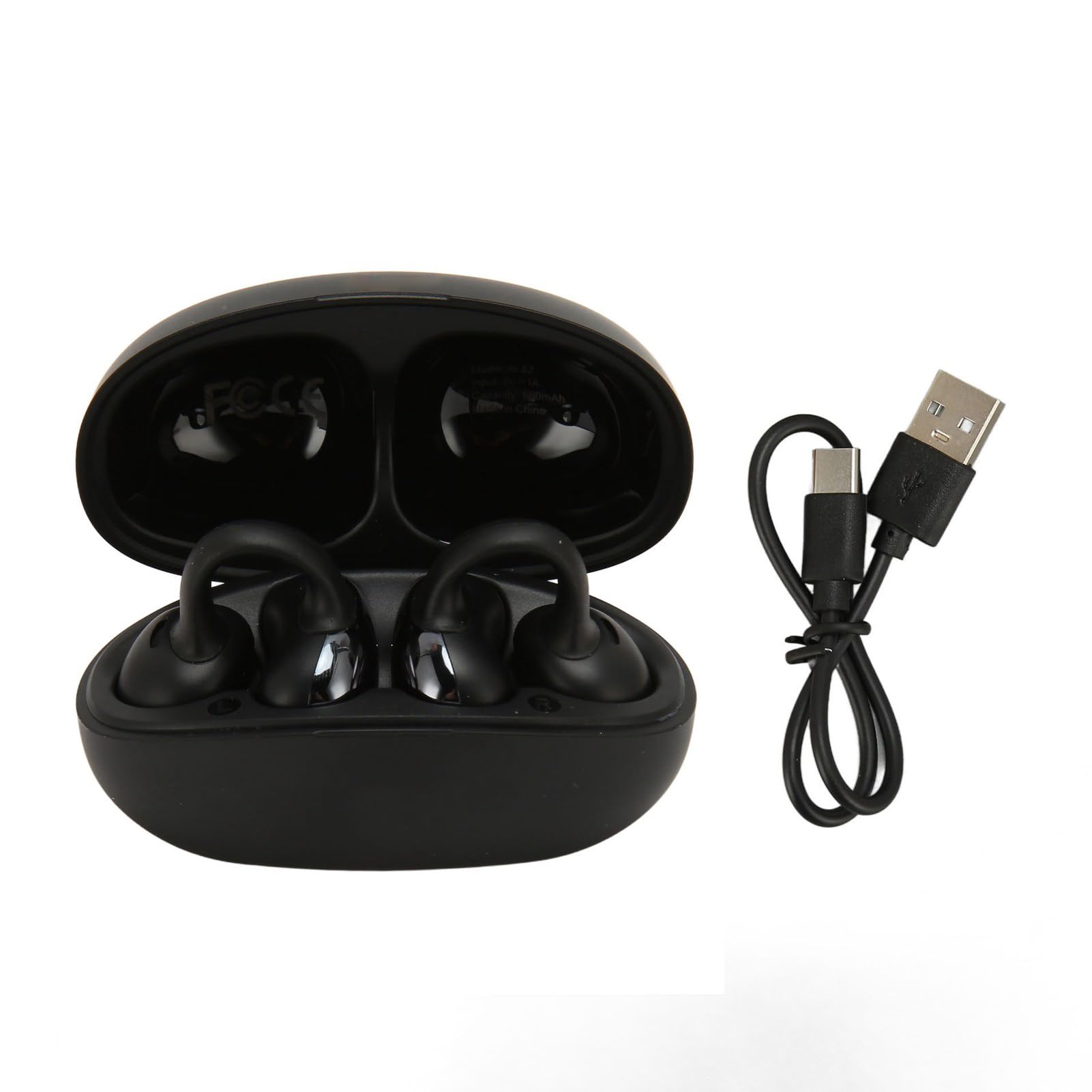 Auricolari Bluetooth 5.3 con Clip, PX5 Auricolari Impermeabili con Controllo Touch e Cancellazione del Rumore con Custodia di Ricarica per Sport Aziendali (BLACK)