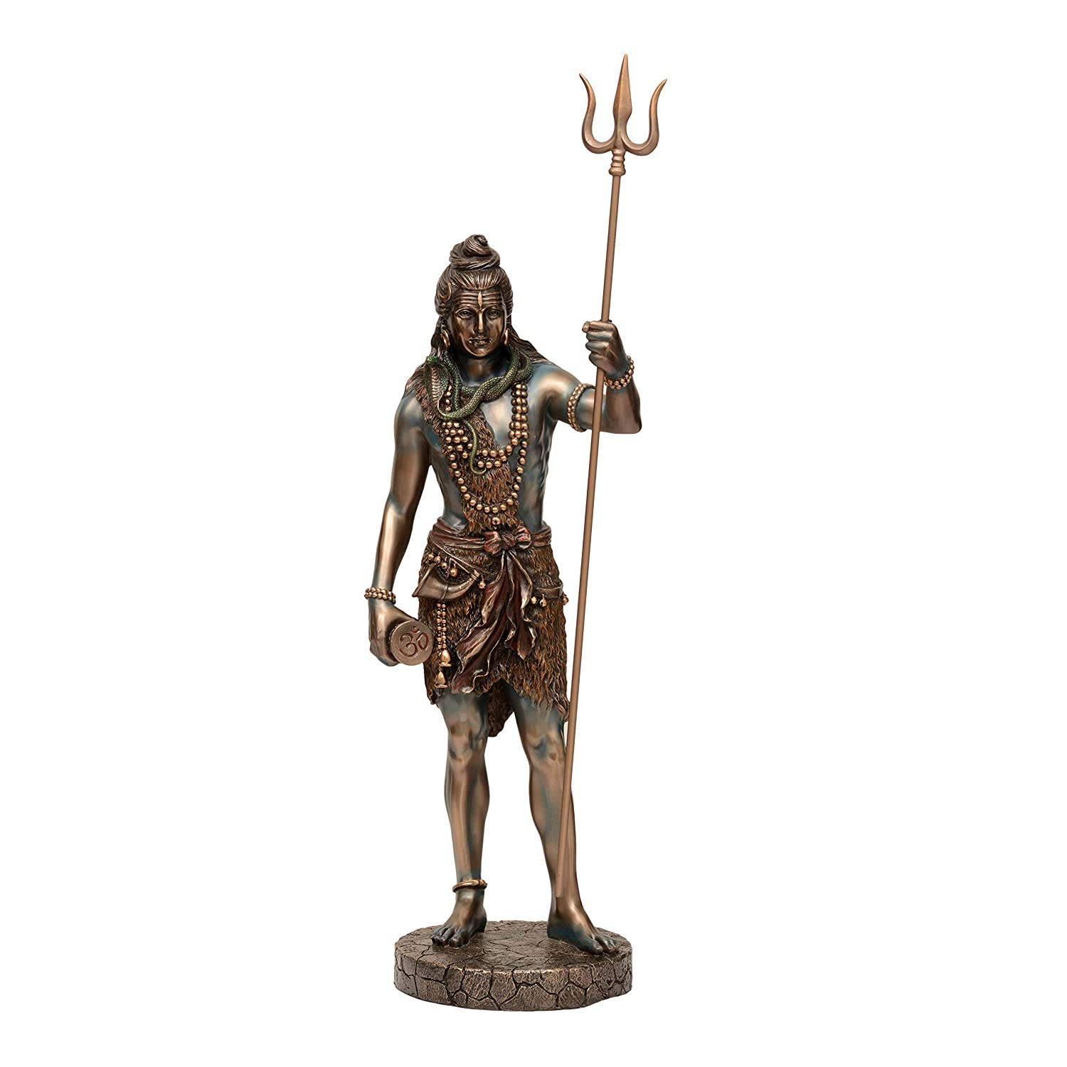 SATYA EXPORTS Large Standing Shiva Statue with Trishula Trident - Lord Shiva Destroyer of Evil Sculpture in Premium Cold Cast Bronze Height 18 Inch, Multi Colour (murti01)