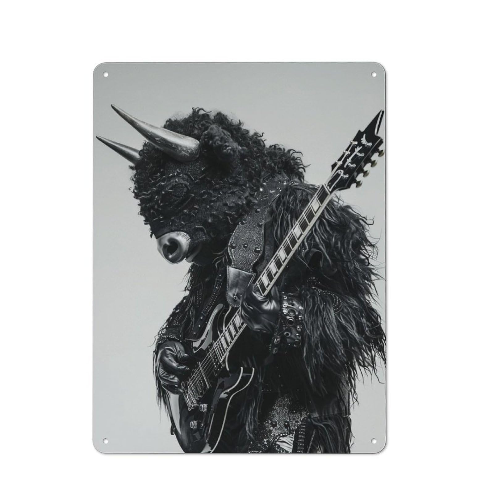 Junmoney Bison Guitar Printed Metal Sign 40X30cm For Home Office Or Studio, A Christmas Gift For People Styling Home Office And Studio