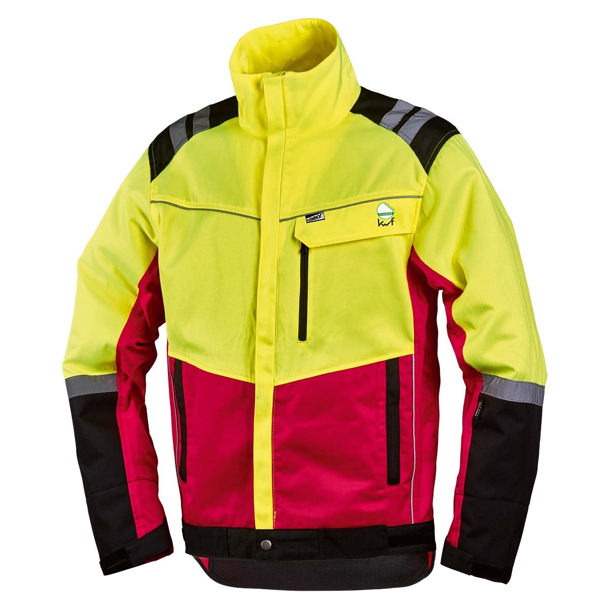 Worky NEU Forstschutz-Jacke Komfort, modern, rot/Neongelb, mit Reflexstreifen, Gr. S - XXL