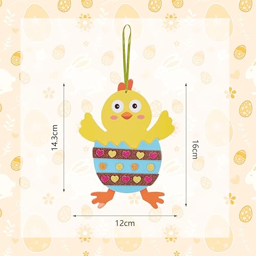 Miniatura 7 de Fennoral Paquete de 12 calcomanías de espuma de pollo de Pascua para niños, para hacer tu propia Pascua, manualidades y manualidades para