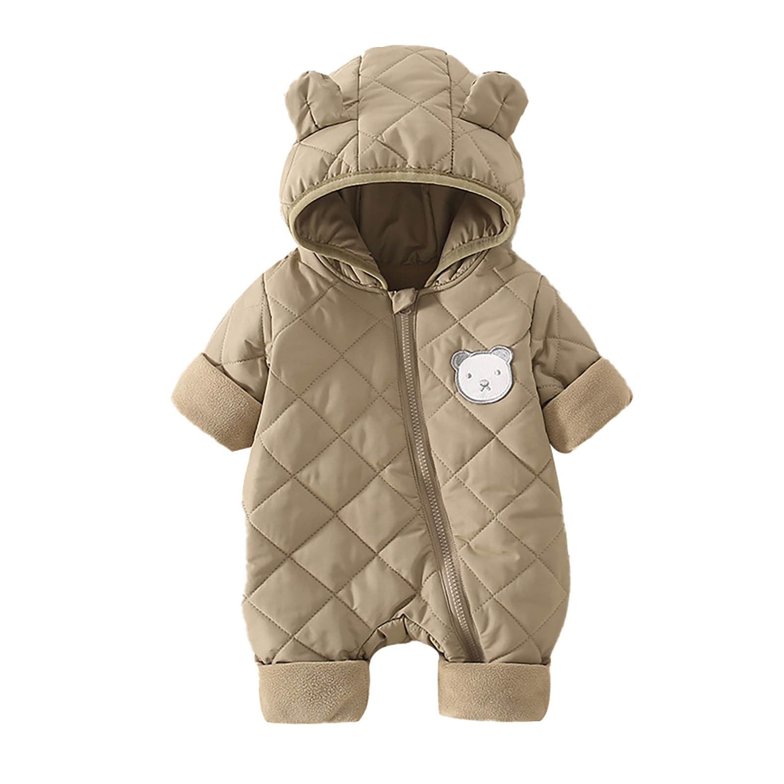 WWricotta Tuta da orsetto per neonato, cappotto invernale con cappuccio, caldo e morbido, per bambini e bambine, look animalier/A