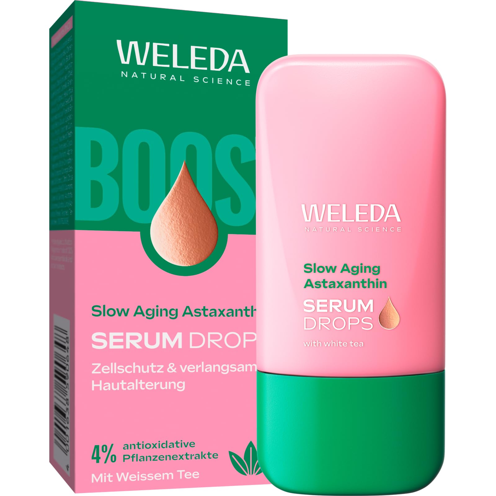 Weleda Booster Drops Bio Slow Aging Astaxanthin Serum – Antioxidative Naturkosmetik Mit Weißem Tee Für Schutz & Sichtbare Slow-Aging-Effekte (Vegan, 30Ml)