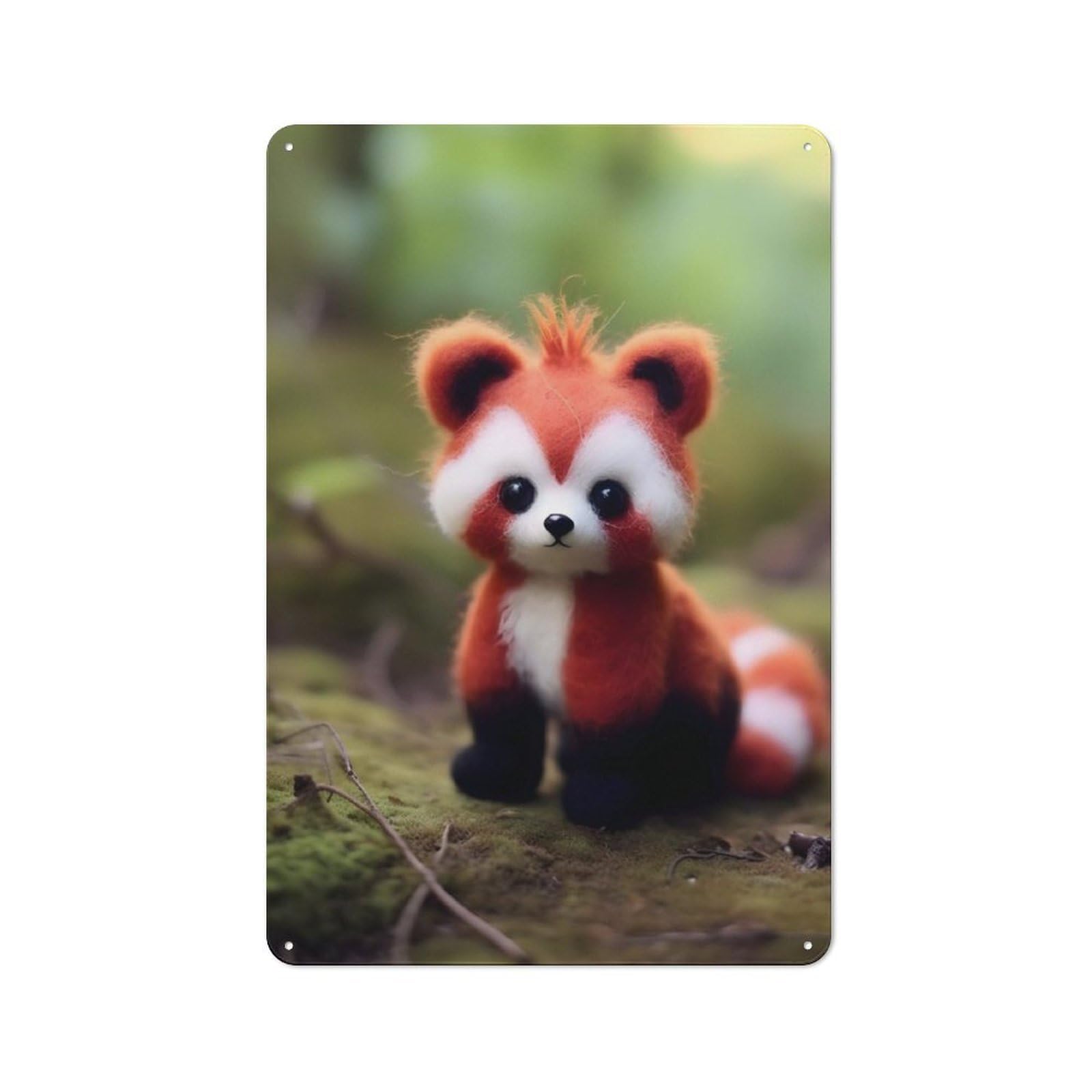 Junmoney Cute Little Baby Red Panda Cottage Style Metal Wall Decor 30X20cm, Farmhouse Metal Sign For Kitchen, Cottage, Porch Or Garden Room