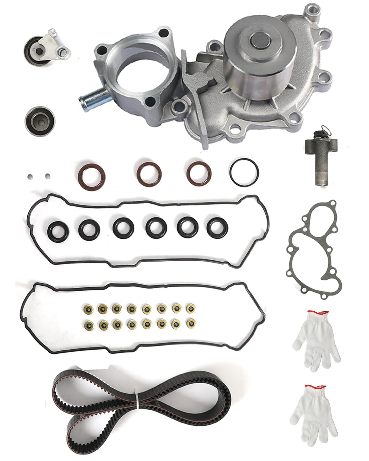 TKT-025 Engine Timing Belt Kit with Water Pump &amp; Valve Cover Gasket Set - Compatible with Select Toyota 4Runner, T100, Tacoma, Tundra